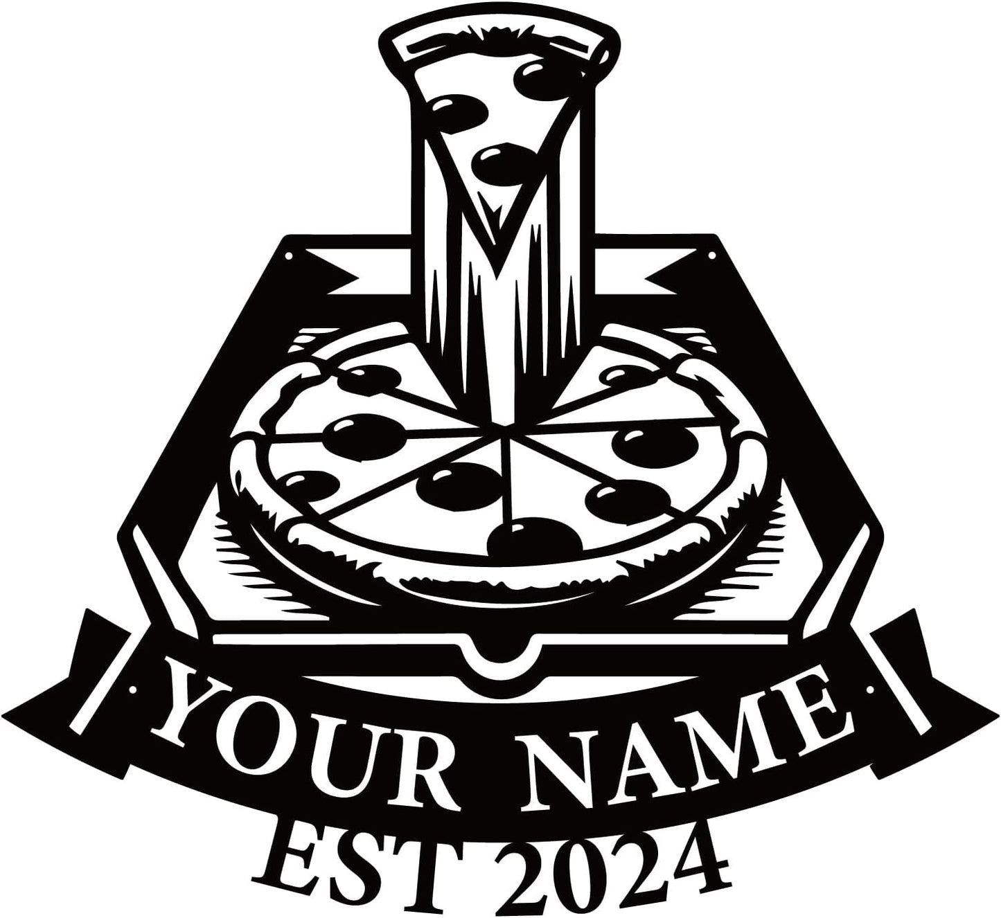 magilab Personalized Pizza Metal Sign, Custom Kitchen Wall Decor for Home & Outdoor, Food Lover Gift (Style B)