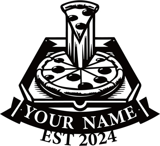 magilab Personalized Pizza Metal Sign, Custom Kitchen Wall Decor for Home & Outdoor, Food Lover Gift (Style B)