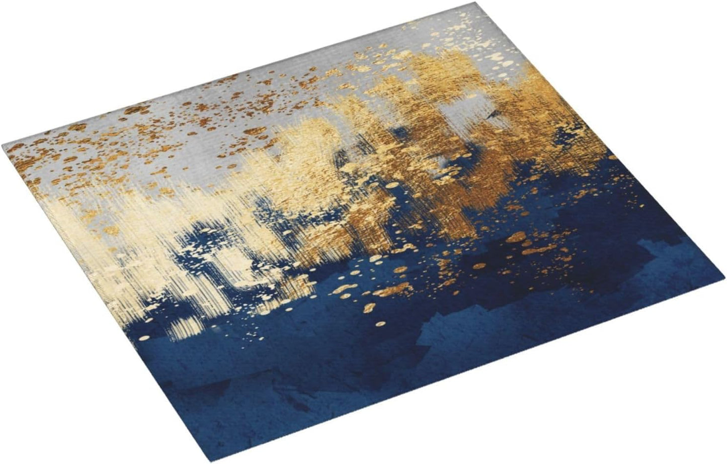 Navy Blue Gold Abstract Art Dish Drying Mat for Kitchen Counter, Absorbent Microfiber Drying Pad for Dishes, Washable Foldable Modern Kitchen Mat for Dining Area & Home Decor, 16" x 18" Blue Gold