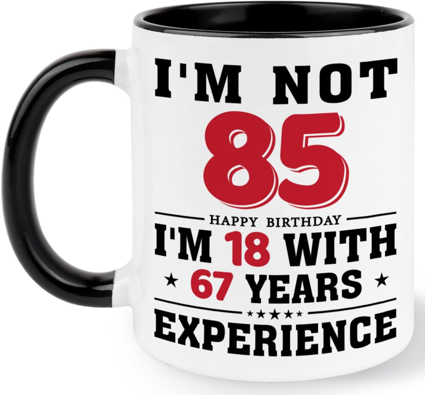 85th Birthday Coffee Mug, 85 year old Birthday Gift Ideas for Men Women Her Him, Red Black 11oz