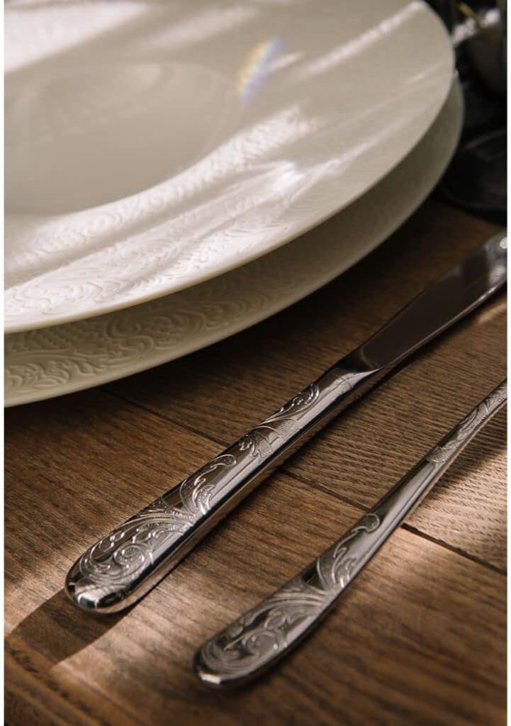 Degrenne Luxury French Cutlery Set - 5 Piece Silverware Set, Includes Forks, Spoons & Knife, Stainless Steel Flatware, Dishwasher Safe, Made in France - Aquatic Couture Collection