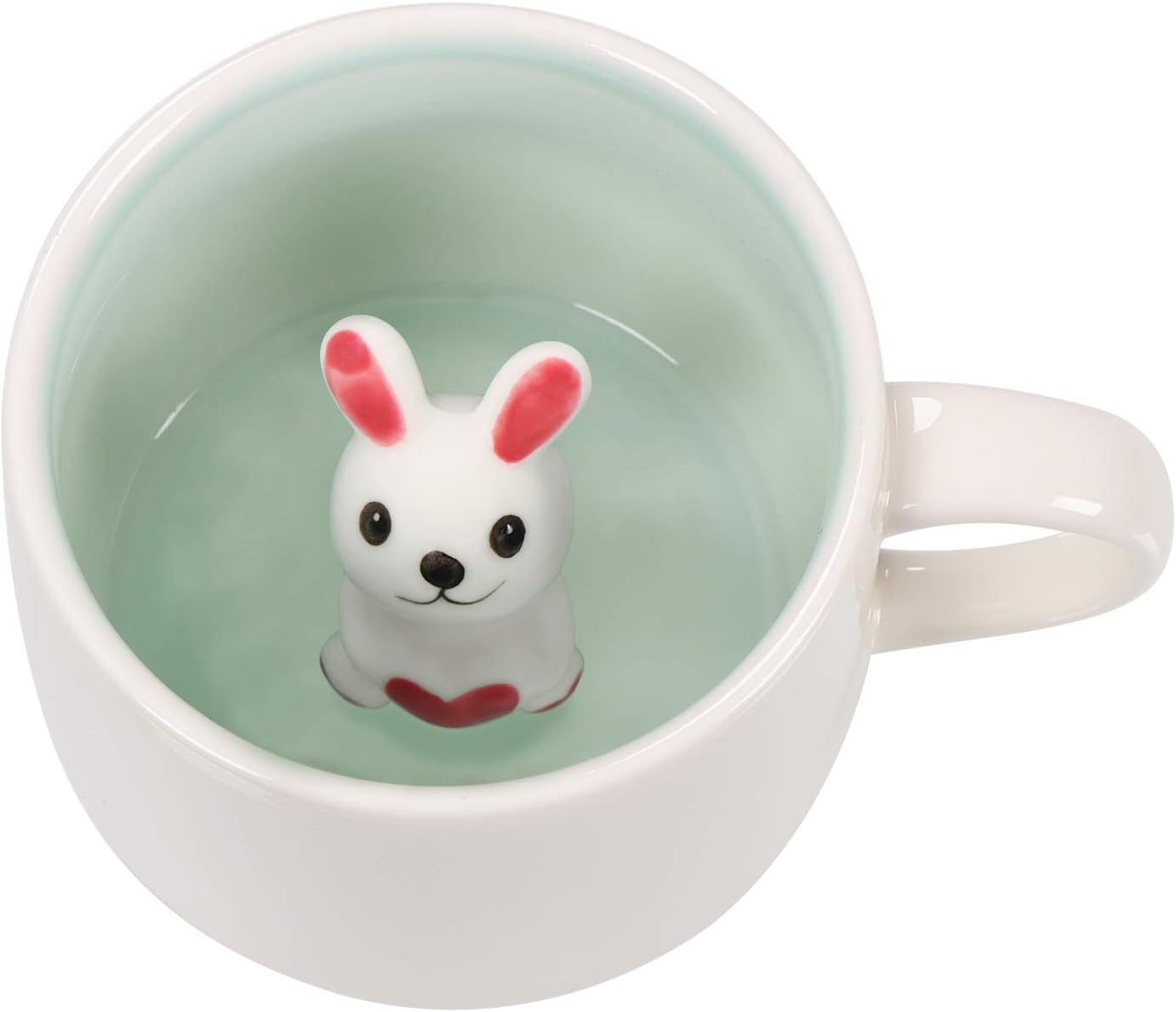 Surprise 3D Coffee Mug Animal Inside 12 oz with Rabbit,Cute Cartoon Handmade Ceramics Cup,Christmas Birthday Surprise for Friends Family or Kids (Rabbit)