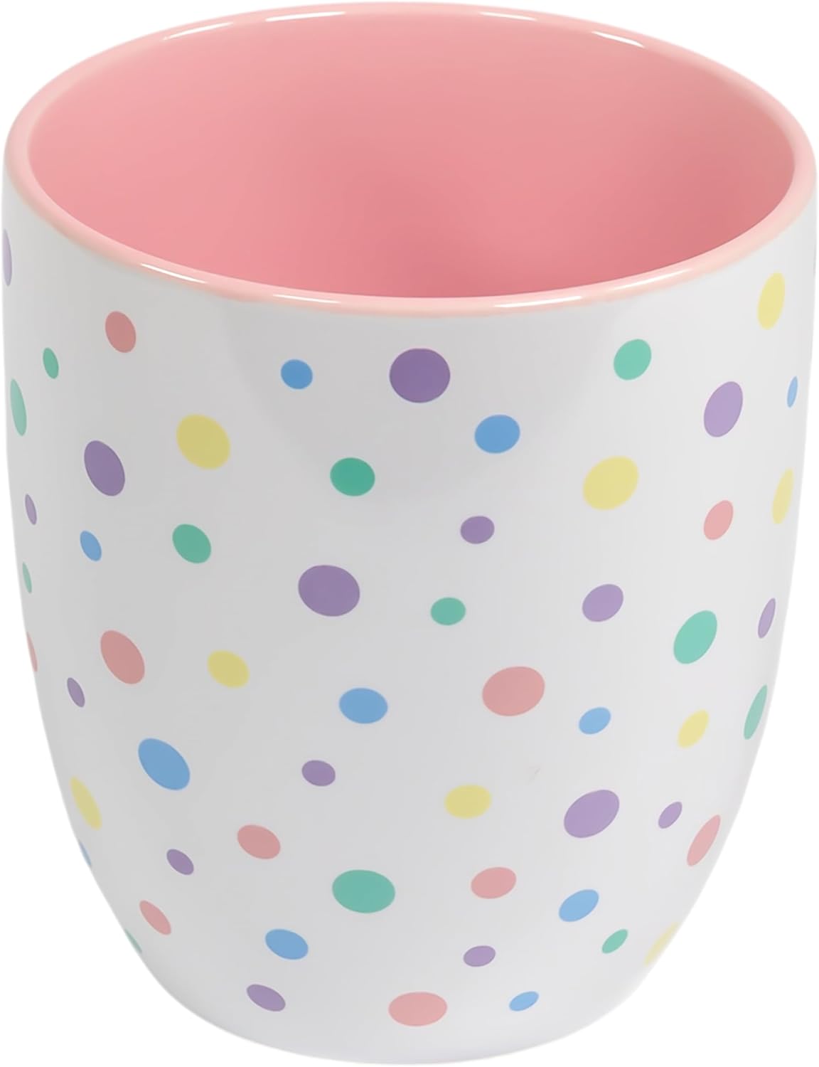 Coffee mug Sakura flower (Cherry Blossom Pink) with Pastel Confetti Sprinkles | Birthday Cake Coffee Cup Gift | Large White Ceramic Cup | Fun Polka Dot Pattern