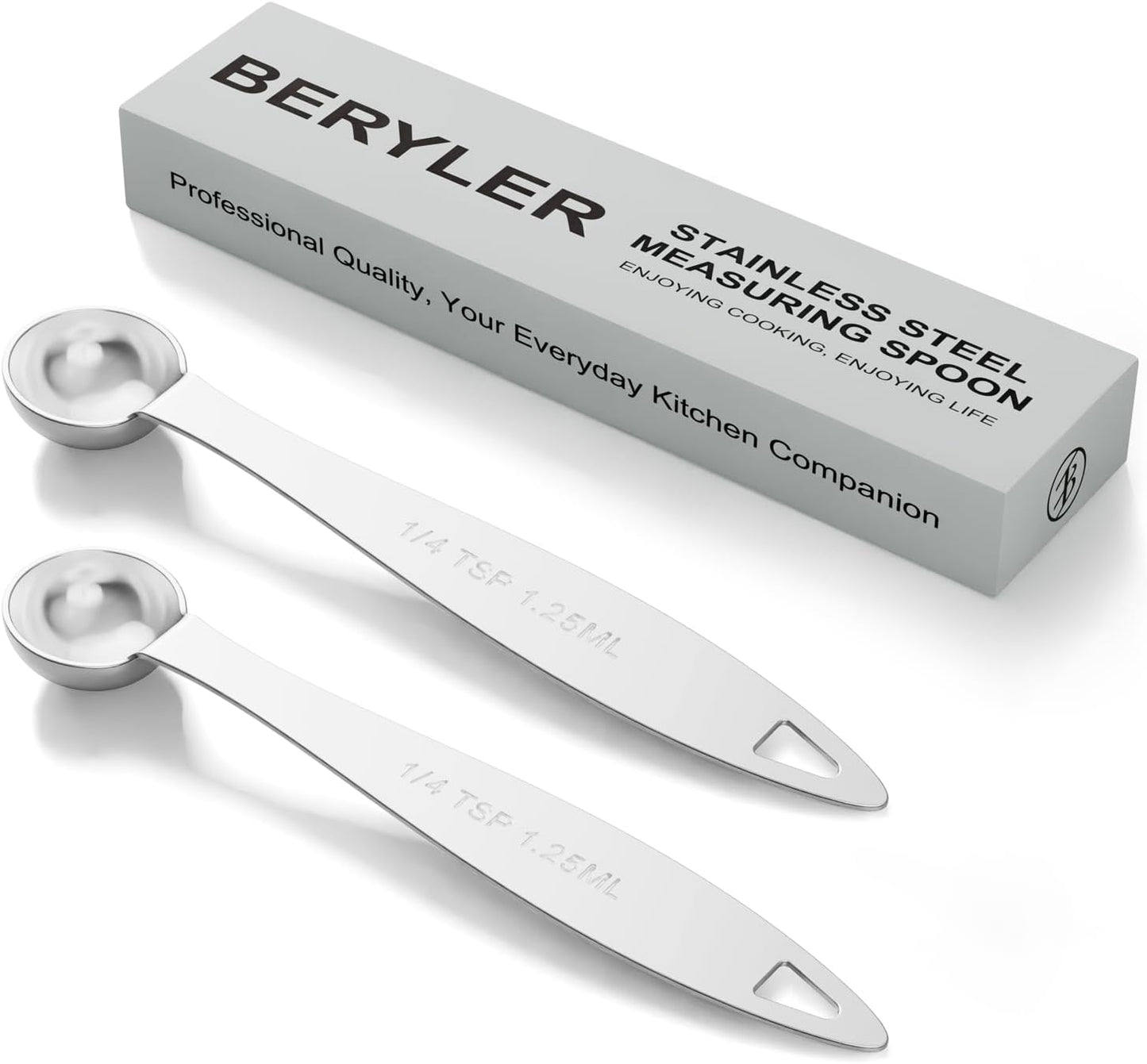 2PCS 1/4TSP Single Measuring Spoon, 1.25ML Stainless Steel Individual Measure Scoop Only