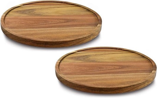11" Acacia Wood Lazy Susan Organizer Kitchen Turntable for Cabinet Pantry Table Organization,2 Pack