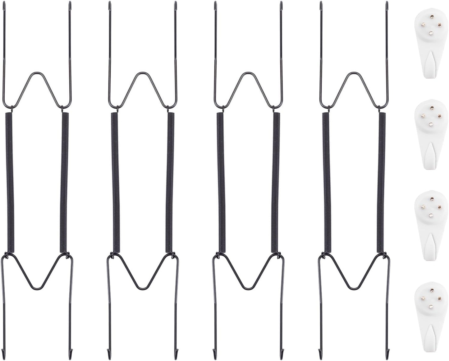 Bilillo 4 Pack Plate Hangers for The Wall, Suitable for 10''-14'' Decorative Plate,Invisible Heavy Duty Wire Plate Holder with Wall Hooks, Plate Hangers for Displaying Plates, Platter, Dish (Black)