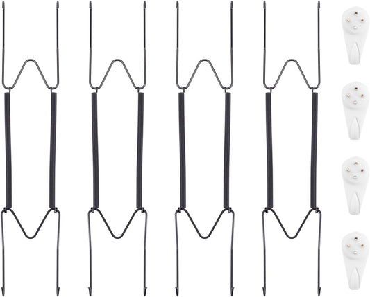 Bilillo 4 Pack Plate Hangers for The Wall, Suitable for 10''-14'' Decorative Plate,Invisible Heavy Duty Wire Plate Holder with Wall Hooks, Plate Hangers for Displaying Plates, Platter, Dish (Black)