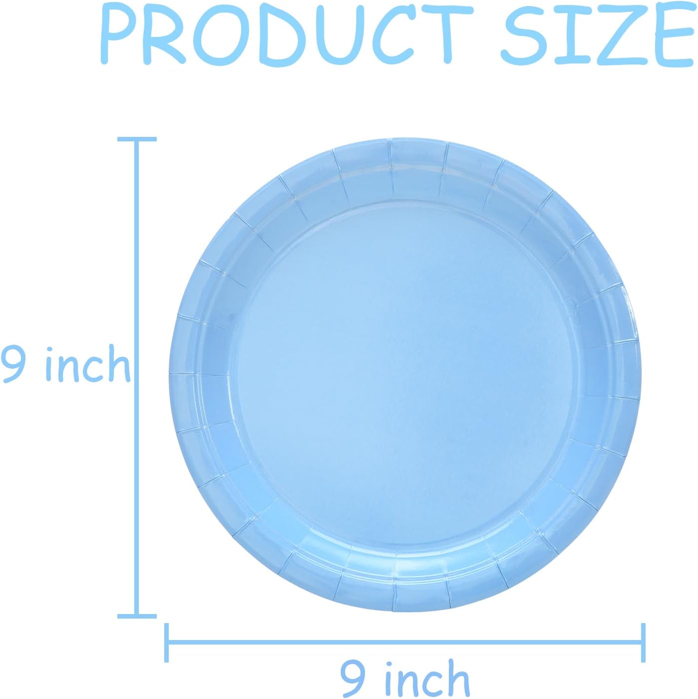 48 Pcs Blue Party Paper Plates, 9 Inch Cute Light Blue Disposable Dessert Baby Bridal Shower Dinner Birthday Cake Paper Plates for Party Bridal Baby Girl Shower Wedding Supplies
