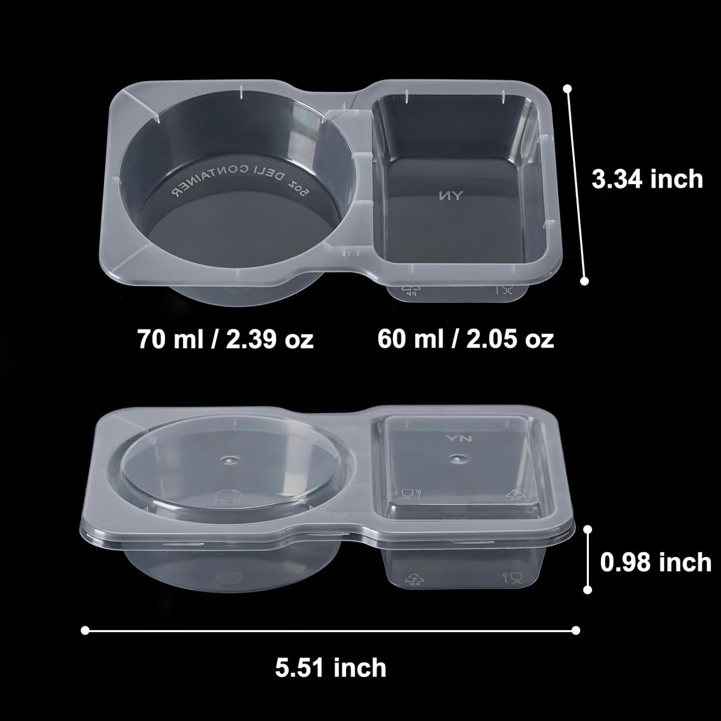 15 Set Reusable Snack Containers with Lids, 2-Compartment Leakproof Sauces Dipping Containers, On-the-Go Snack Pack Containers for Kids and Adults, BPA-Free