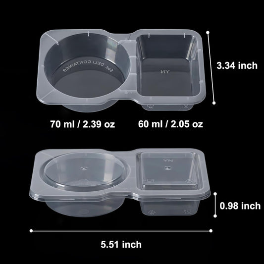 15 Set Reusable Snack Containers with Lids, 2-Compartment Leakproof Sauces Dipping Containers, On-the-Go Snack Pack Containers for Kids and Adults, BPA-Free