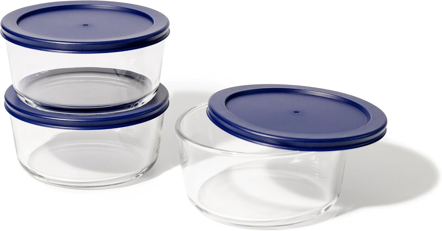 DURA LIVING 6-Piece Glass Food Storage Containers Set (3 Containers + 3 BPA-Free Lids) | 4-Cup, Leakproof | Microwave, Freezer, Oven & Dishwasher Safe | Ideal for Meal Prep & Pantry Organization