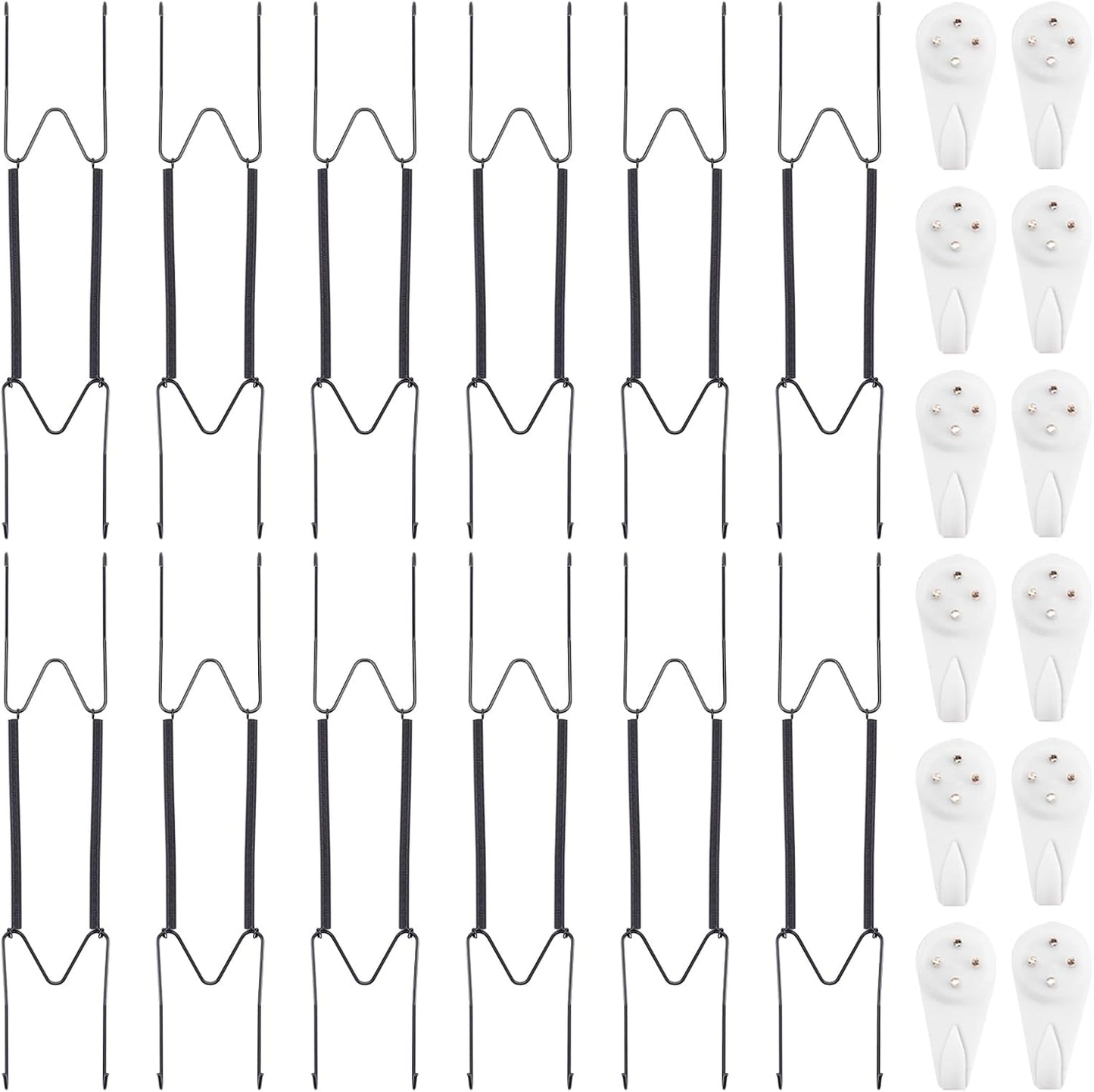 Bilillo 12 Pack Plate Hangers for The Wall, Suitable for 10''-14'' Decorative Plate,Invisible Heavy Duty Wire Plate Holder with Wall Hooks, Plate Hangers for Displaying Plates, Platter, Dish (Black)