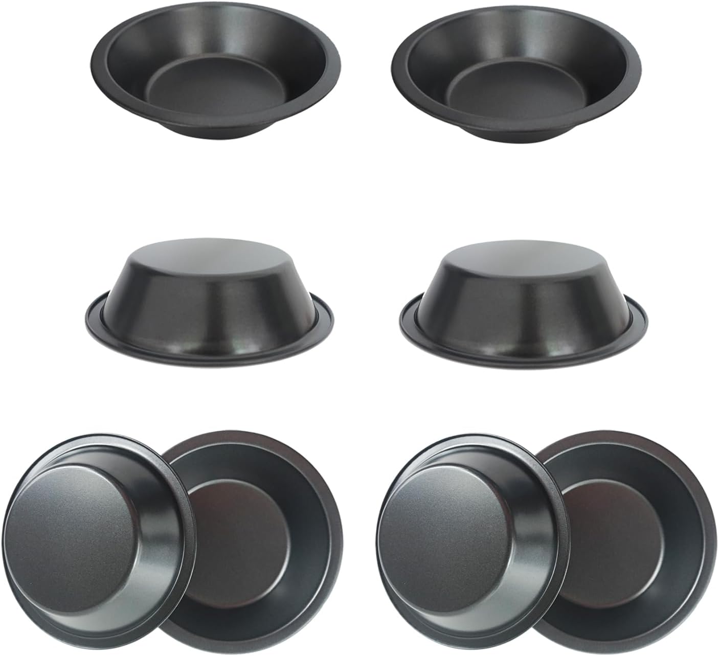 8 PACK Mini Pie Pans 5 Inch, Small Round Metal Pie Tins, Nonstick Carbon Steel Individual Pie Plate Baking Dish, Pot Pie Tin - for Baking Pies, Crust, Tarts, Black