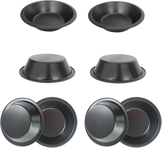 8 PACK Mini Pie Pans 5 Inch, Small Round Metal Pie Tins, Nonstick Carbon Steel Individual Pie Plate Baking Dish, Pot Pie Tin - for Baking Pies, Crust, Tarts, Black