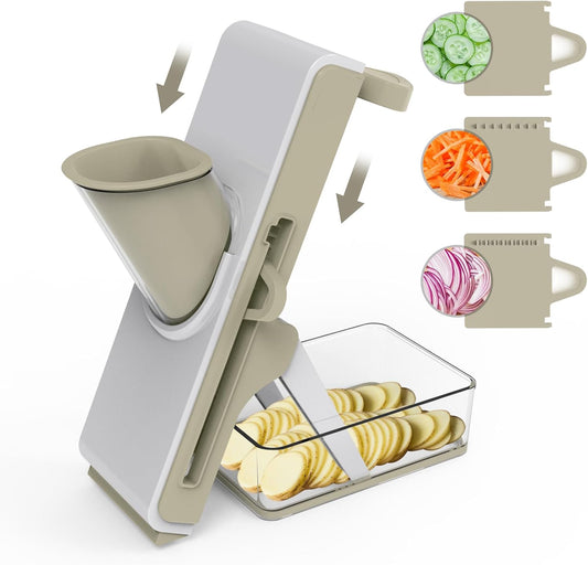 Mandoline Slicer for Kitchen, Vegetable & Cucumber Slicer, Easy to Clean Chopping Artifact (White Light Gray)