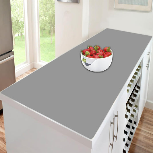 47.3''x23.6''(120cmx60cm) Extra Large Silicone Mat for Kitchen Counter, 1.4MM Thick Non-Slip Heat Resistant Countertop Protector, Waterproof Durable Kitchen Mat for Countertops, Islands (Light Gray)