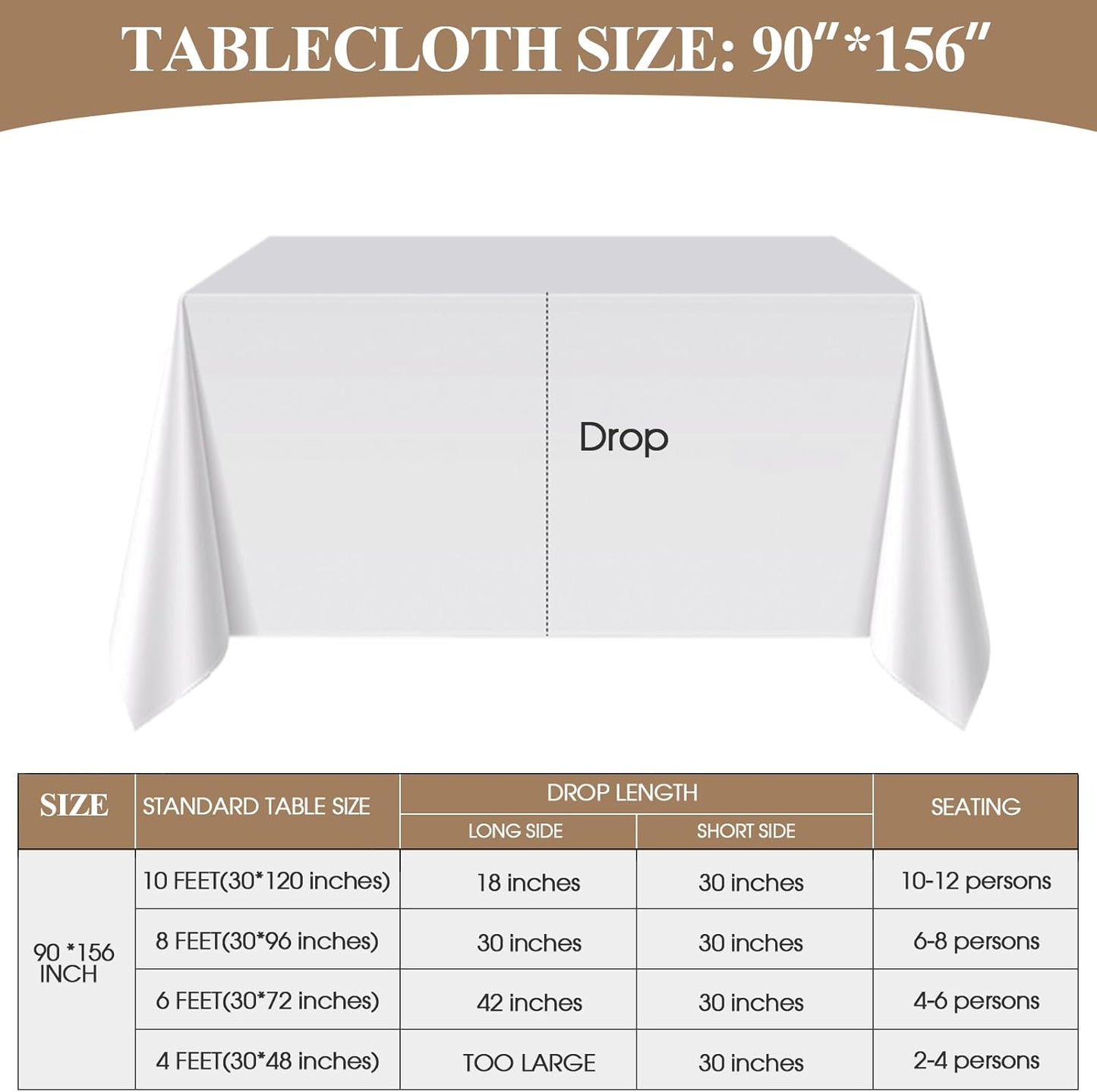 Rectangle Tablecloths 90x156 Inch 1 Pack White Tablecloth Washable Decorative Linen Polyester Table Cloths for Dining Table Banquets Buffet Parties and Wedding