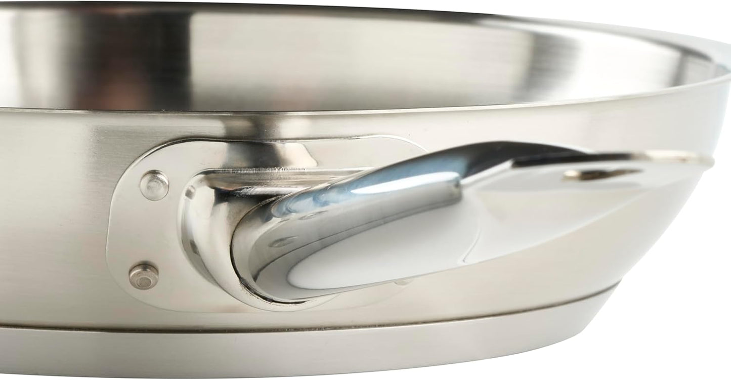 Winco Commercial-Grade Stainless Steel Fry Pan, Natural Finish, 9.5"