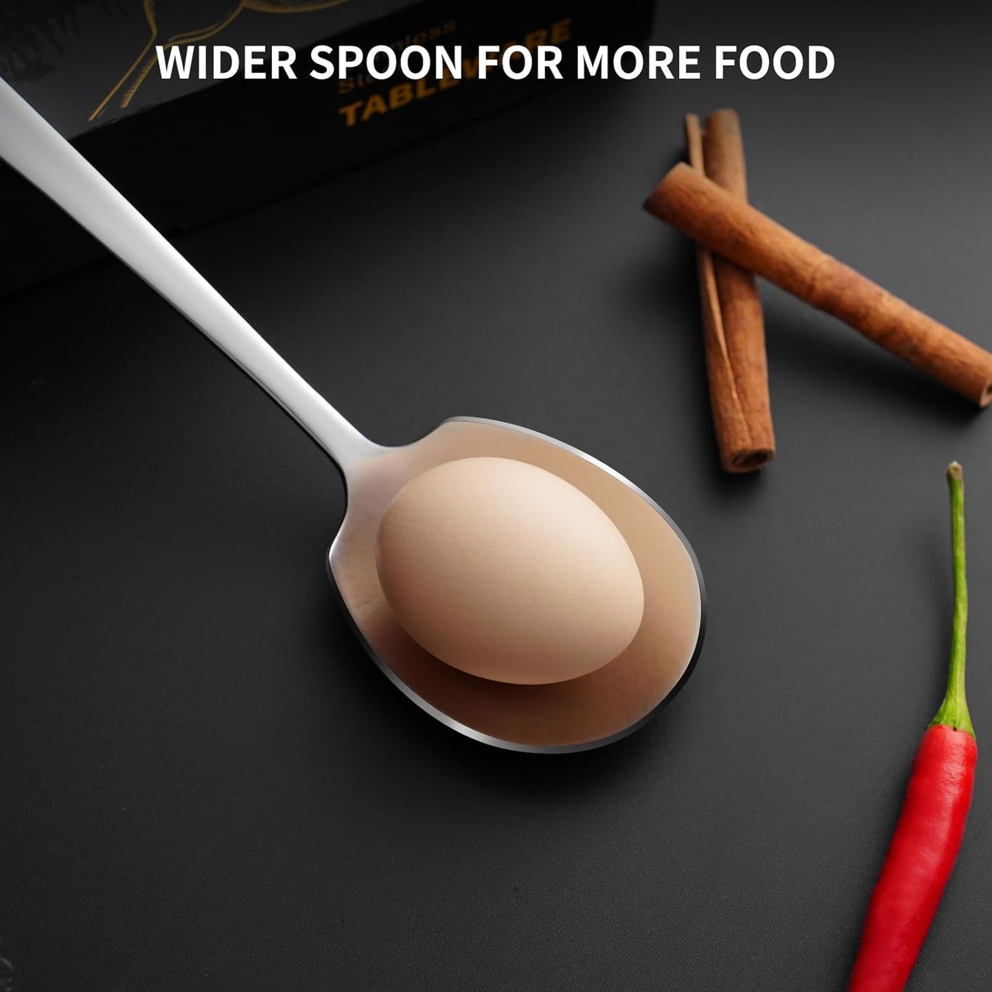 6 Piece Stainless Steel Serving Spoons Set - 6 Large Spoons, 9.2-Inch, Dishwasher Safe, for Parties/Kitchen/Buffet/Catering