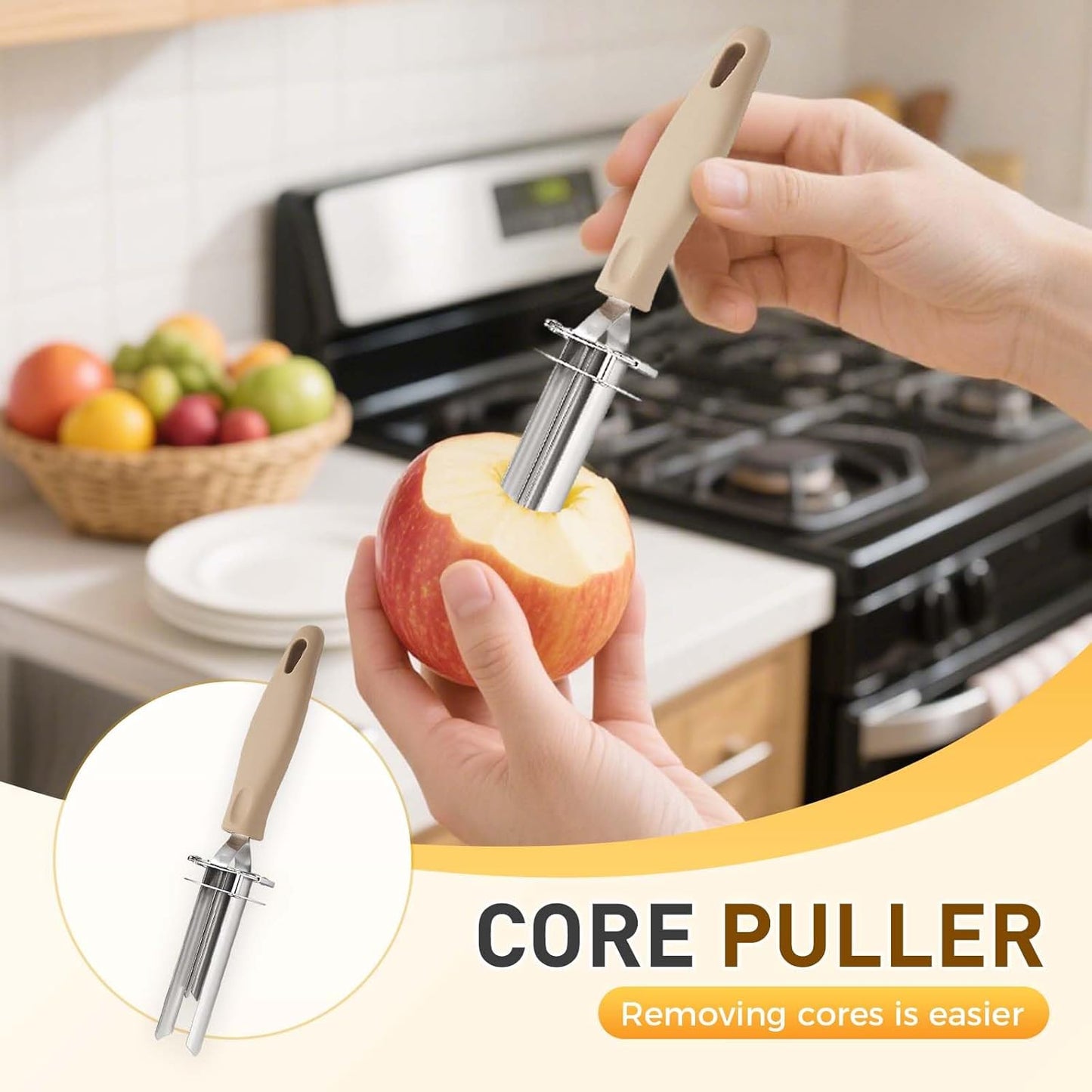 Apple Bell Pepper Corer, 2025 New Multi Functional Adjustable Fruit and Vegetable Corer Tool, Stainless Steel Durable Core Remover, Kitchen Time Saver (1)