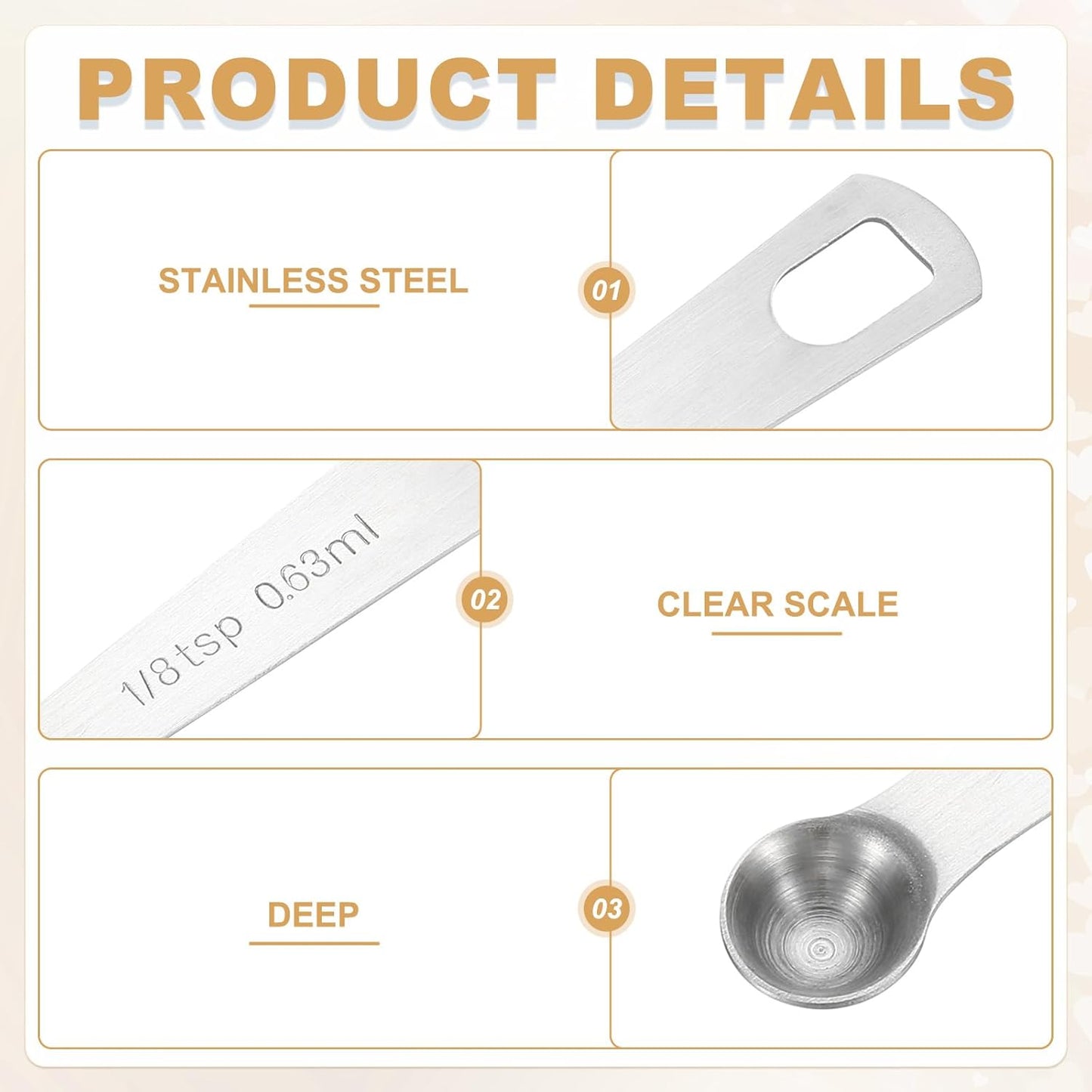 PATIKIL 1pcs 0.63ml Tablespoon Measuring Spoon, 1/8 Tbsp Measuring Spoon Stainless Steel Individual Measure Scooper Only for Ground Coffee Loose Tea Powder