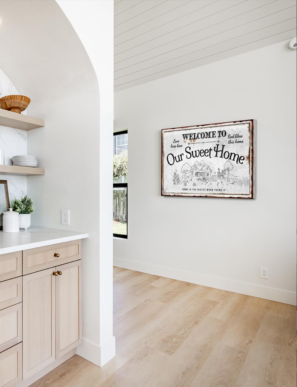 IPIC - Our Sweet Home Vintage Family Sign, Large Farmhouse Style Canvas Wall Art for Home or RV, Rustic Wall Decor for Bedroom, Living Room, Made in USA