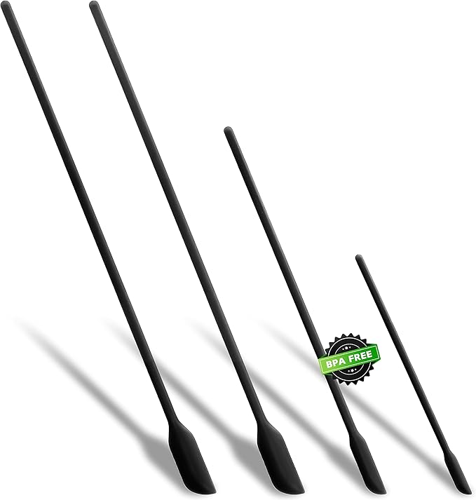 Anaeat Mini Silicone Spatulas - Set of 4 Multifunctional Small Kitchen Scraper Lotion Stirrer Tiny Makeup Beauty Spatula Reusable for Jam Jar, Cosmetic Bottles, Narrow Can and Thin Bottles (Black)