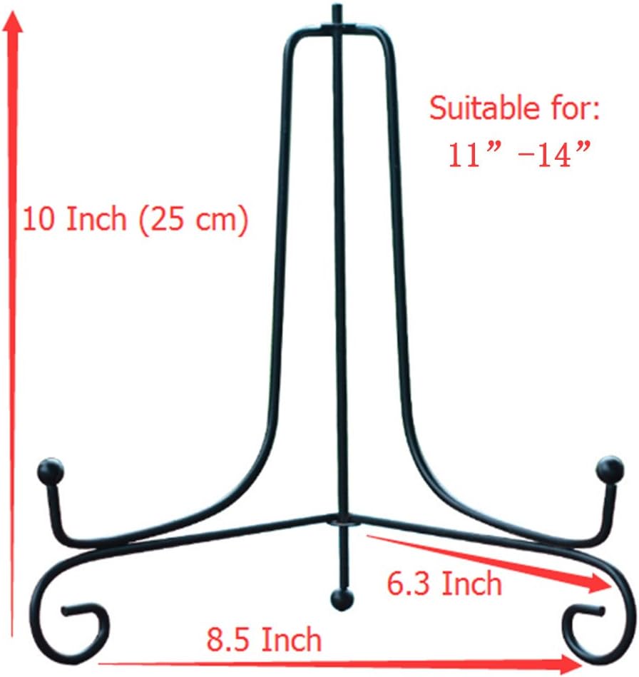 (2 Pack) Iron Display Stand, Black Iron Easel Plate Display Photo Holder Stand, Displays Picture Frames, Cookbooks, Decorative Plates, Tablets and Art 10 Inch