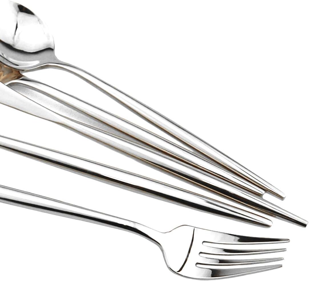 Gugrida Portable Silverware Set - 20-Piece Flatware Cutlery Set - 18/10 Stainless Steel - Mirror Polishing Silver - Travel Elegant Modern Utensils - Service for 4 Include Steak Knife Dinner Fork Spoon