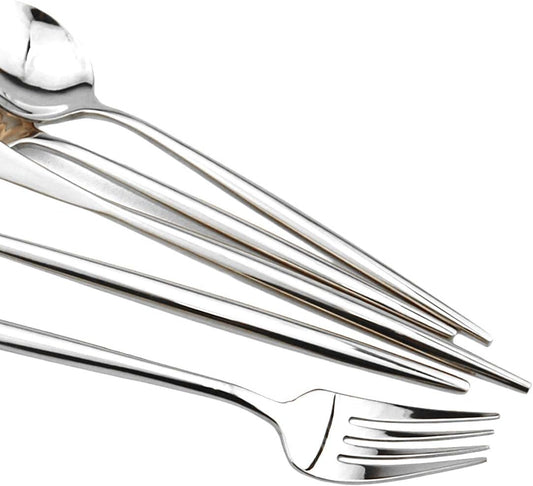 Gugrida Portable Silverware Set - 20-Piece Flatware Cutlery Set - 18/10 Stainless Steel - Mirror Polishing Silver - Travel Elegant Modern Utensils - Service for 4 Include Steak Knife Dinner Fork Spoon