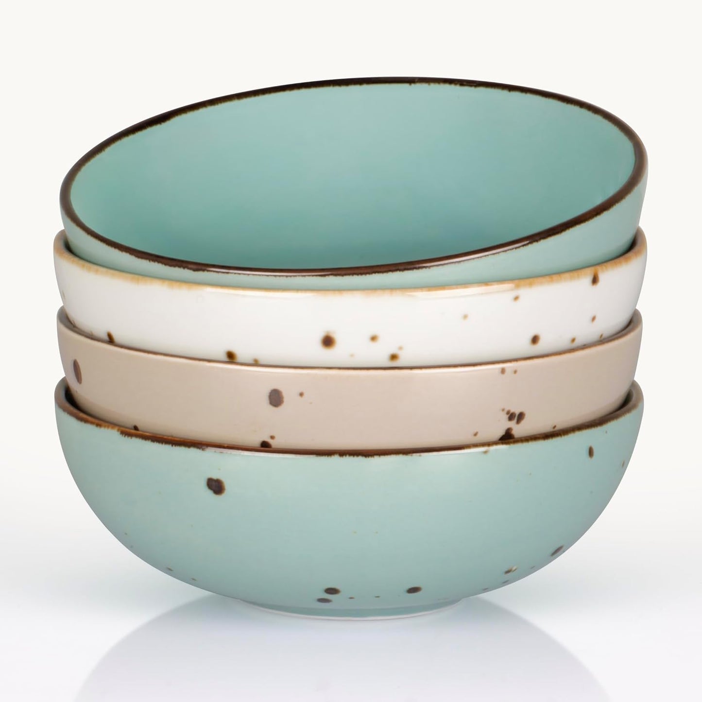 Esfour Round Porcelain Bowls - 20 Ounce - Set of 4 - Microwave, Oven, Dishwasher-Safe, Scratch Resistant, Porcelain Durable Small Dishes Bowls for Cereal, Salad, Pasta, Soup Dessert - Assorted Natural