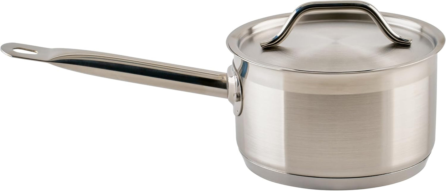 Winco Heavy-Duty Stainless Steel Sauce Pan with Lid, 2 Quart