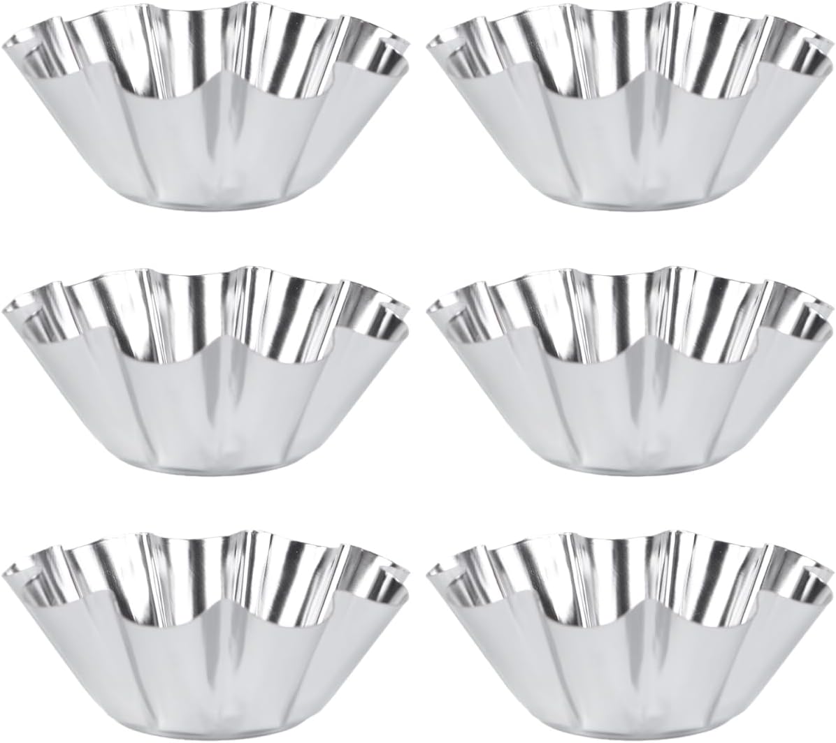 6Pcs Non-stick Stainless Steel Flower Tart Pans for Baking Mini Cupcakes Egg Tarts and Desserts Carbon Steel Molds for Kitchen Use