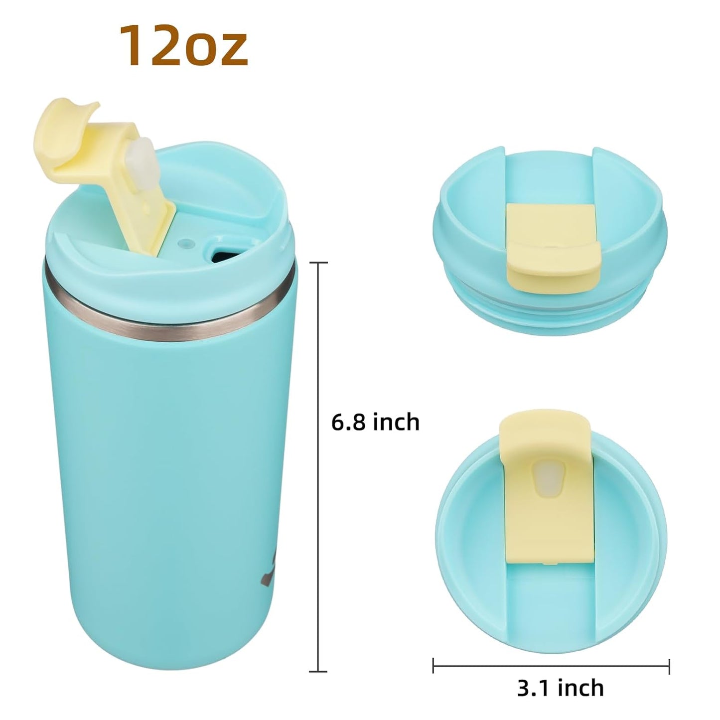 Tumbler with Lid, 12 oz Travel Coffee Mug Double Wall Vacuum Stainless Steel Thermal Metal Cup Insulated Water Bottle,Ice Blue