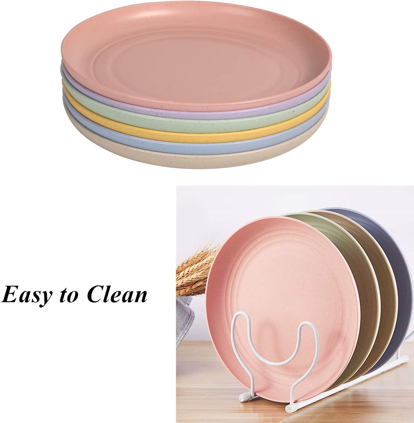 Wheat Straw Plates Lightweight Unbreakable Dinner Dishes Plates Set Dishwasher & Microwave Safe (Small 6 Pack 5.9')