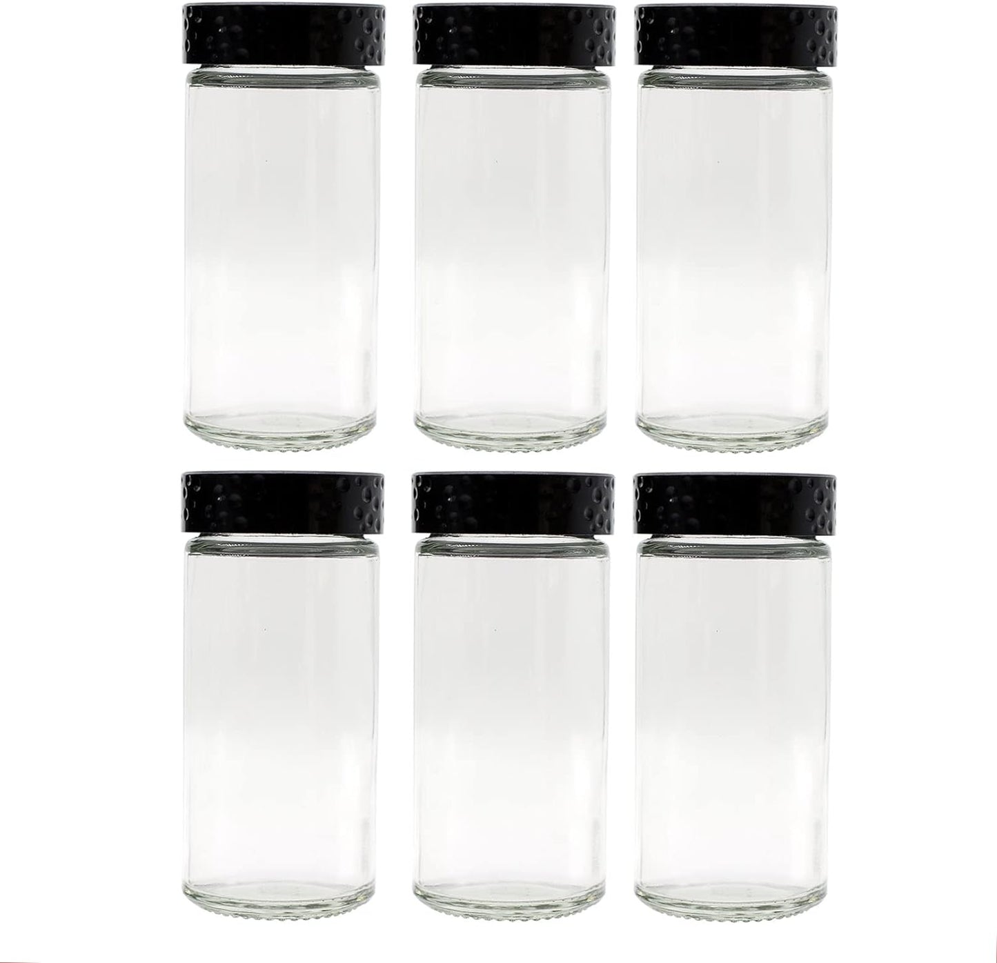 6pcs Black Spice Jars, 3 oz Glass Seasoning Bottles, Spices Container, Empty Spice Jars,Round Spice Bottles with Airtight Plastic Caps with Shaker Lids
