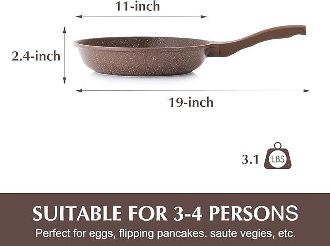 SENSARTE Nonstick Frying Pan Skillet, Granite Coating Omelette Pan, Healthy Stone Cookware Chef's Pan PFOA Free, Toffee Brown (11 Inch)