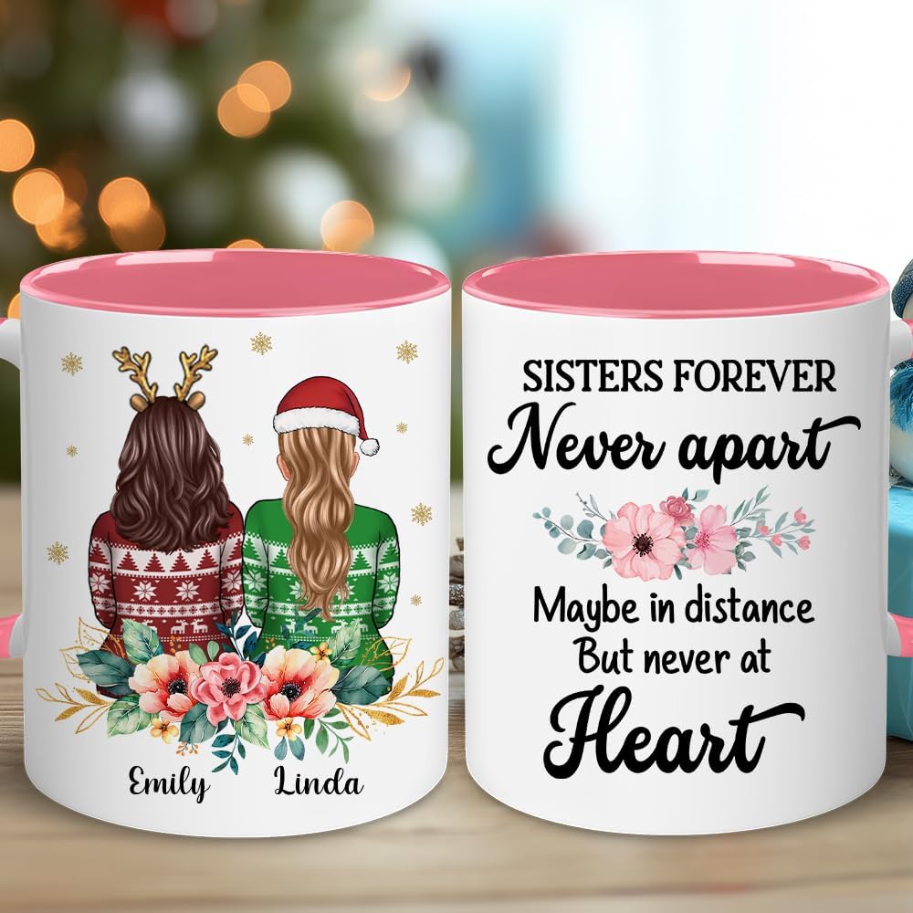 Personalized Bestie Cup - Christmas, Birthday Mug For Sister, BFF - Friendship Gift For Sisters, Besties, Best Friends - Sisters Forever - Birthday Moving Away Gifts BFF, Friend, Women, Her
