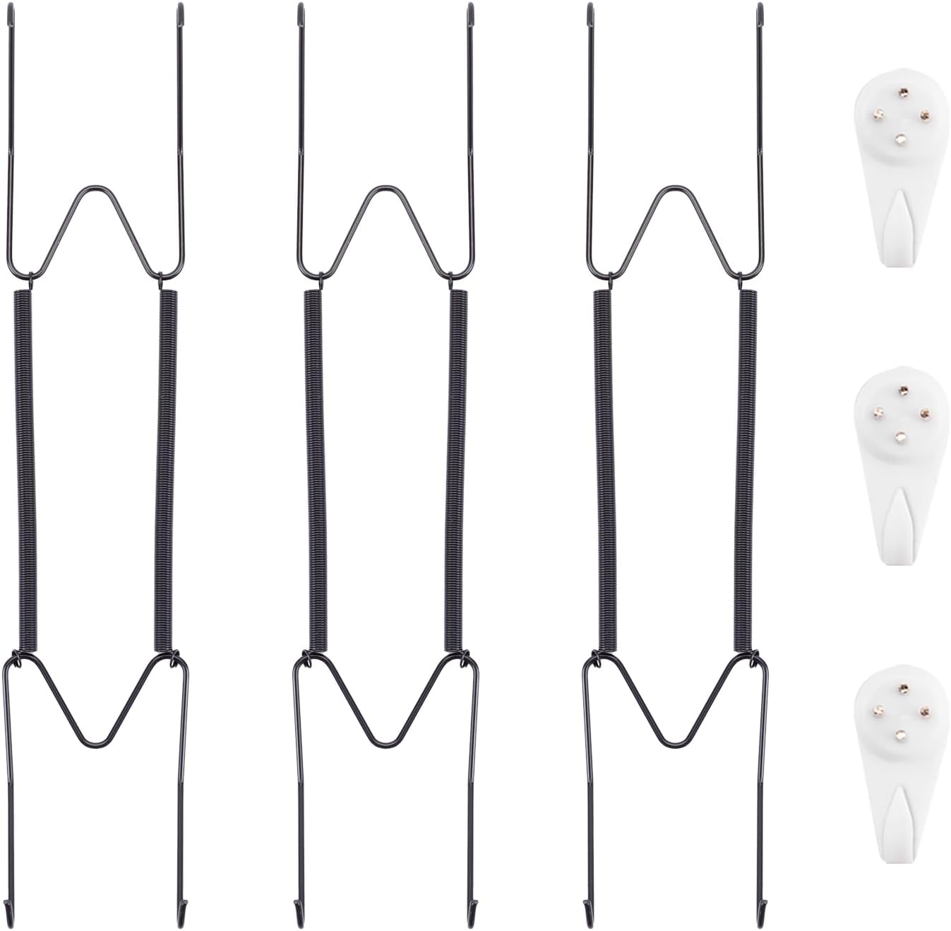 Bilillo 3 Pack Plate Hangers for The Wall, Suitable for 10''-14'' Decorative Plate,Invisible Heavy Duty Wire Plate Holder with Wall Hooks, Plate Hangers for Displaying Plates, Platter, Dish (Black)