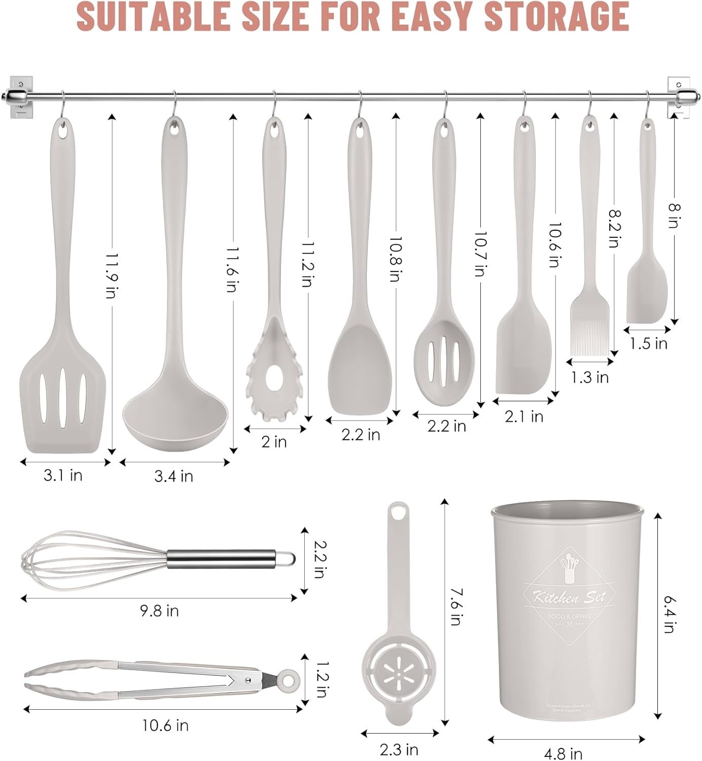 Kitchen Utensils Set-12 Pieces Silicone Cooking Utensils Set (Dishwasher Safe) 392°F Heat Resistant Spatula Set, Nonstick Cookware