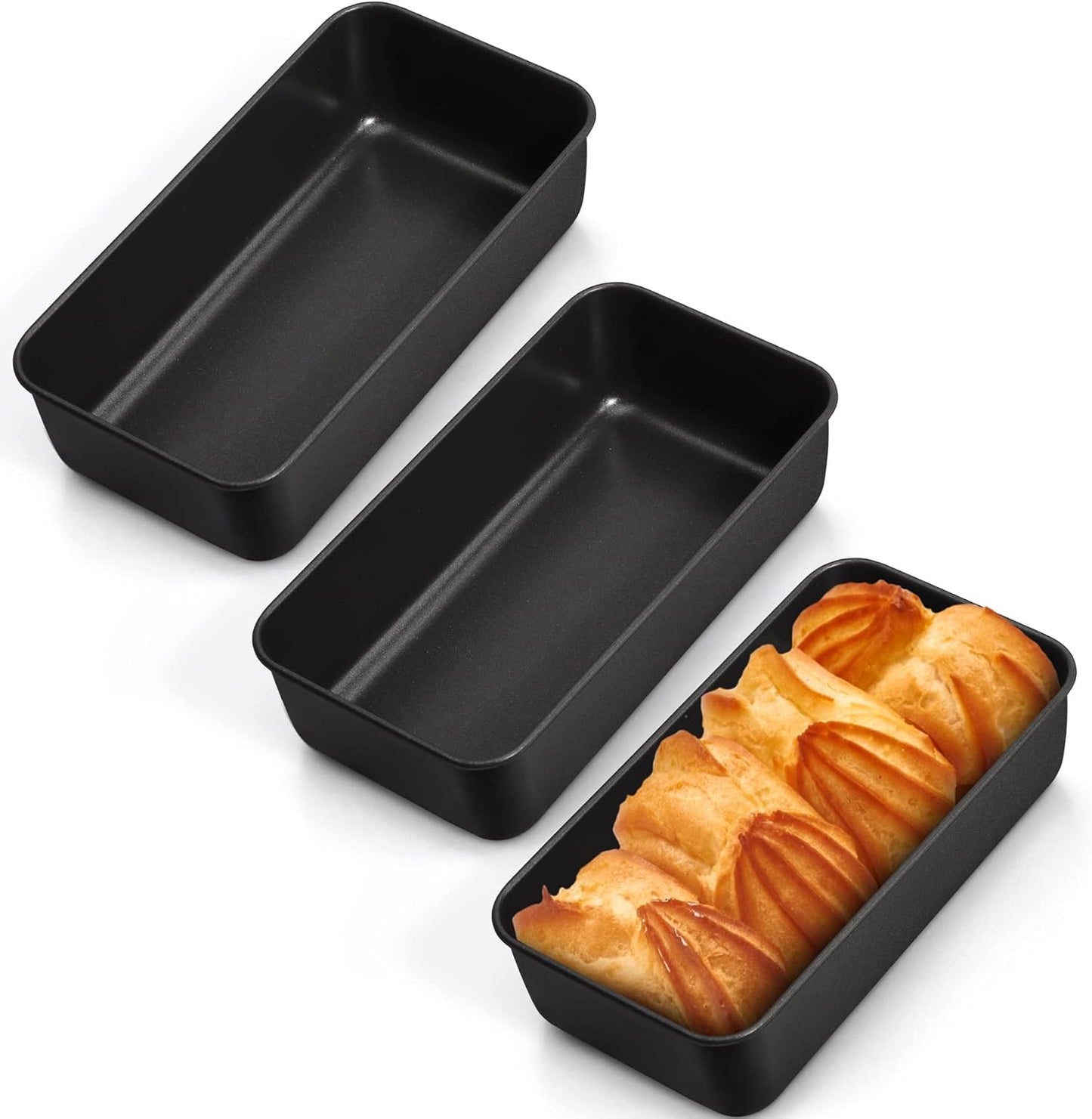 LIANYU 3 Pack Nonstick Loaf Bread Pan, 9x5 Inch Baking loaf Tin, Stainless Steel Meatloaf Pan Tin for Baking Banana Sandwich Bread, Dishwasher Safe