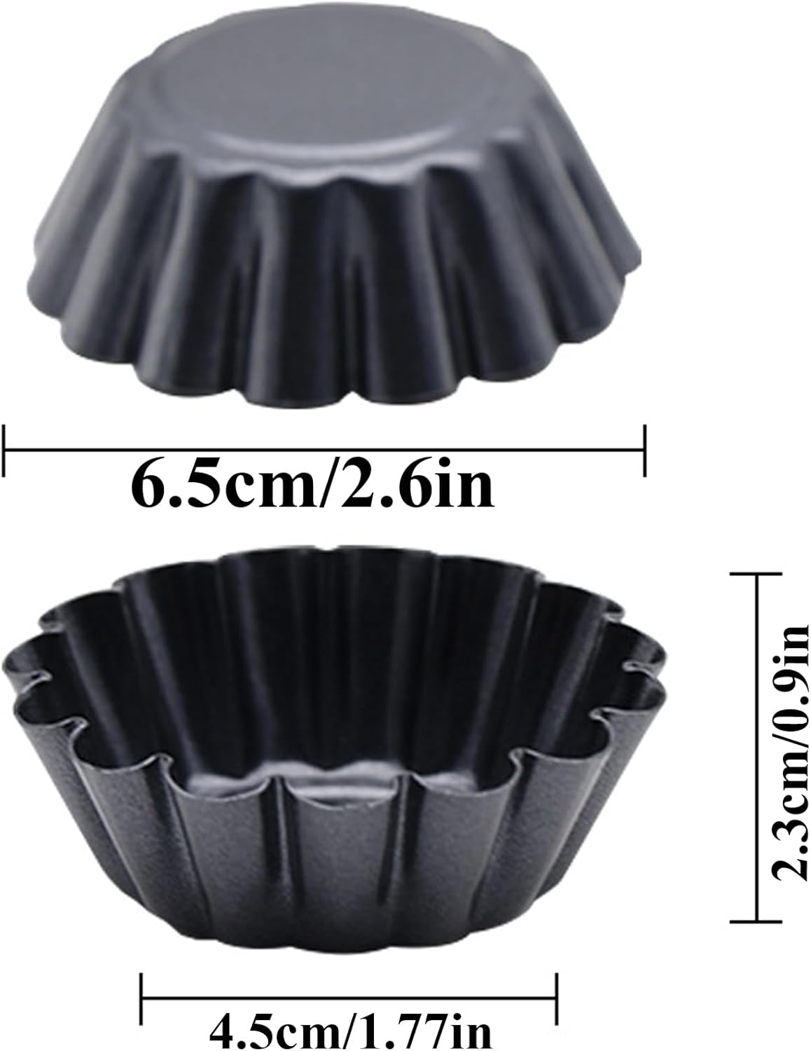 12 Packs Egg Tart Pan, Non-Stick Carbon Steel Molds, Reusable Mini Pie Mould Muffin Cupcake Pudding Baking Cup for Pies, Cakes, Quiche Bakeware - 2.6 x 0.9 Inch
