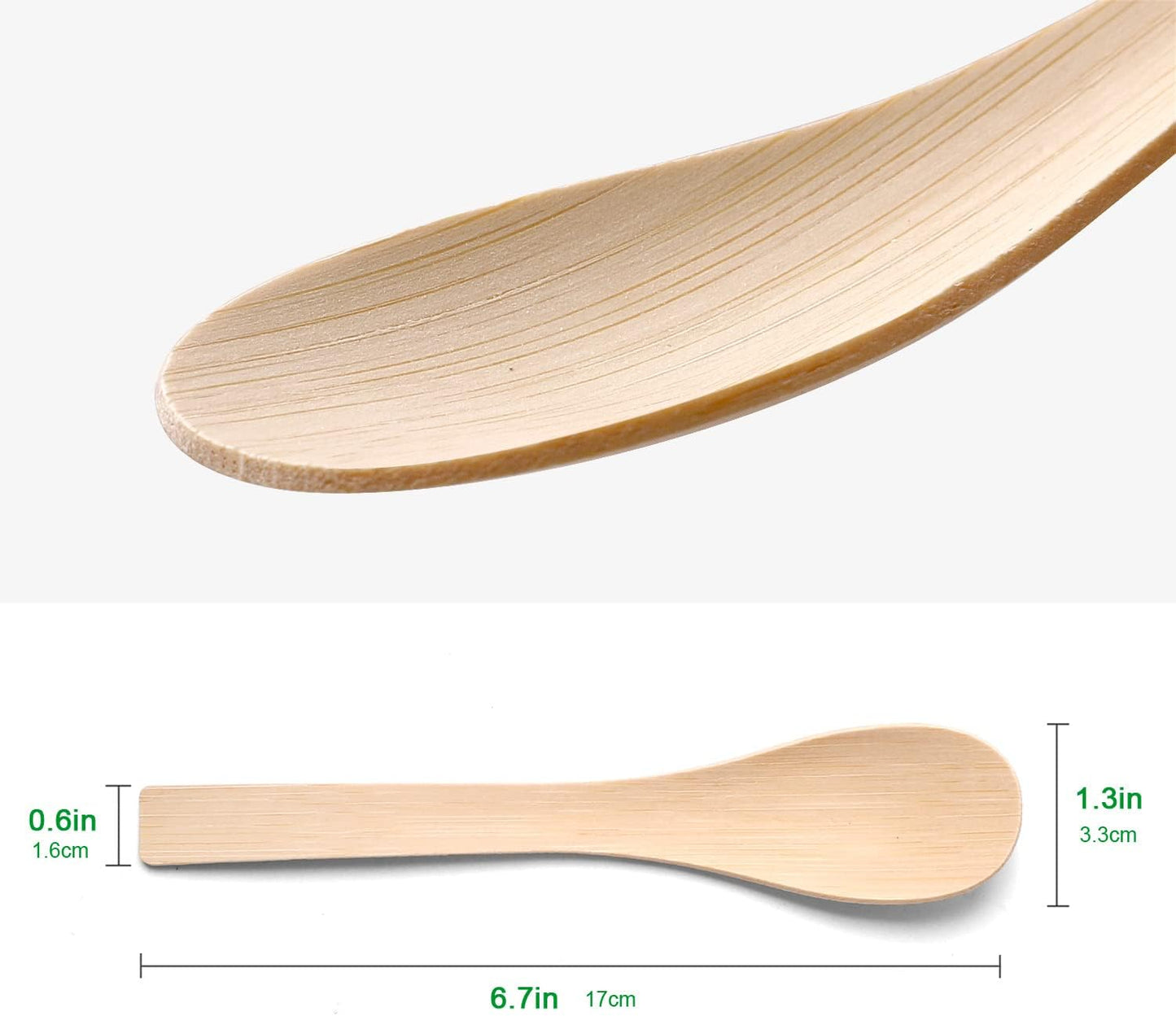 Bamboo Utensils Disposable -100PK Bamboo Soup Spoons 6.7" Disposable Compostable Spoons for Eating 100% Biodegradable Renewable Natural Travel Cutlery