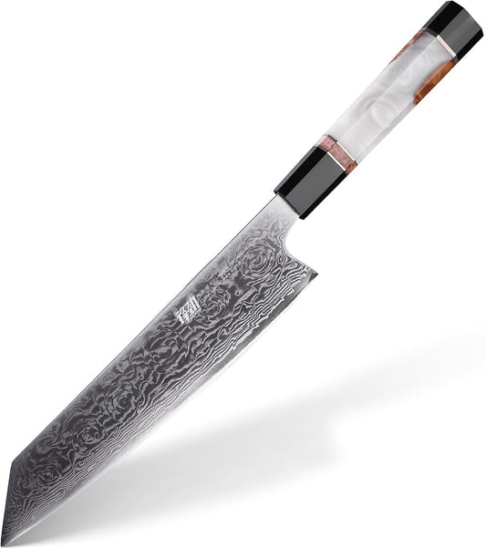 FINDKING 9 inch Japanese Kiritsuke Knife, Sharp Cuchillos Japoneses, Damascus Kitchen Knife for Professional & Home Chefs (BLACK-ROSE Series)