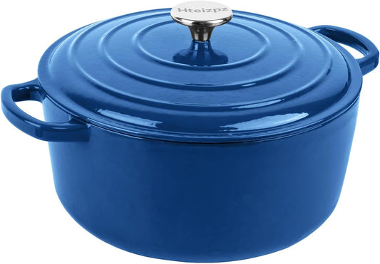 Enameled Cast Iron Dutch Oven Pot with Lid, 3.9 Quart Dutch Oven for Bread Baking, Oven Safe up to 500° F, Suitable for Bread Baking, Braising, Roasting, Stews, Blue