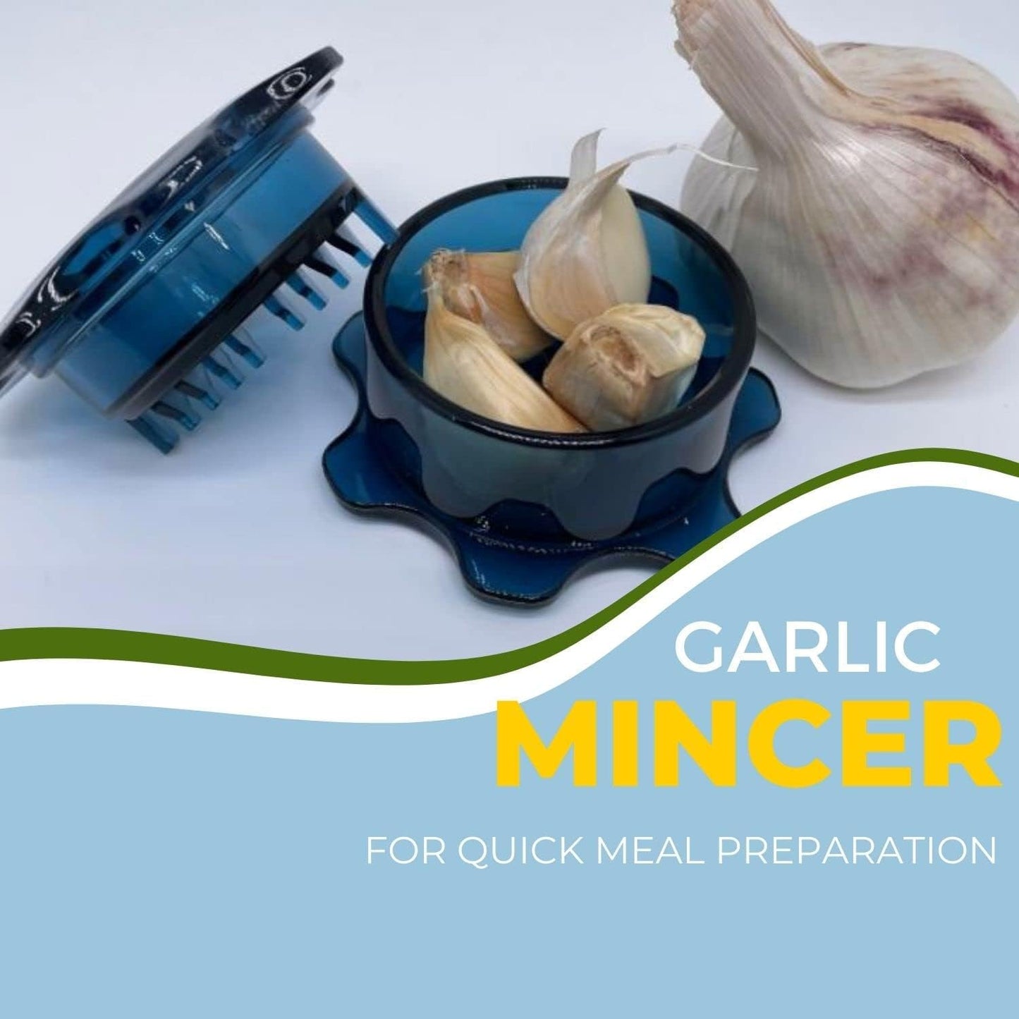 Angel’s Peel Lounge Grlic Mincer, Manual Garlic Press for Quick Meal Preparation - Kitchen Tools for Mincing Grlic, Ginger, Herbs, Nuts (Blue color)
