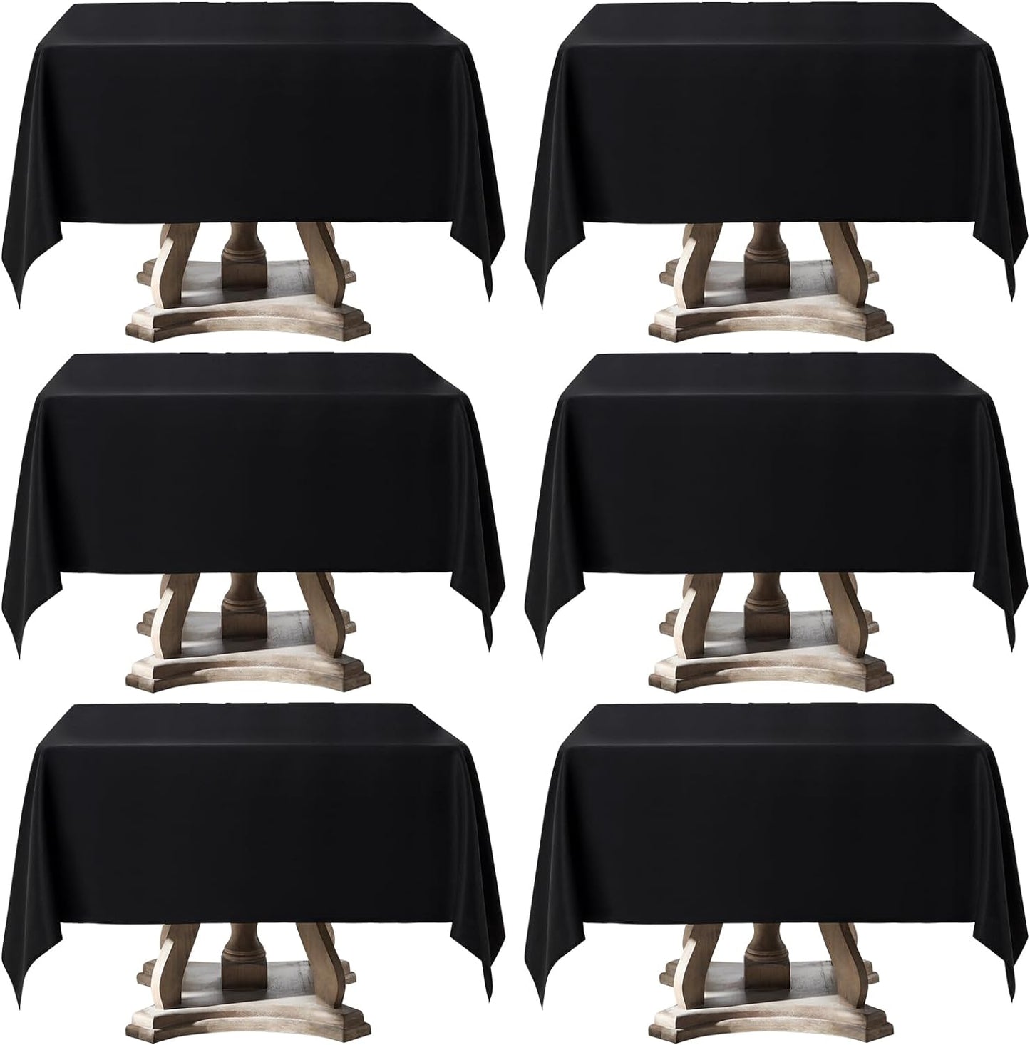 Square Tablecloth 52 x 52 Inch Black 6 Pack Tablecloths Stain-Wrinkle Resistant Washable Polyester Table Cloths for Holiday, Buffet Parties,and Wedding
