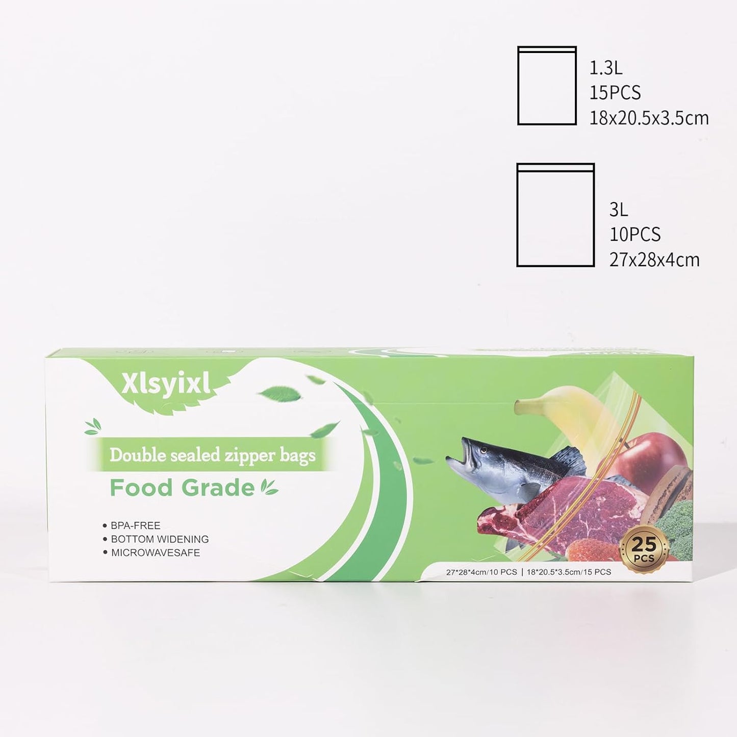 2-in-1 Reusable Food Storage Bags - Small 15 Pack(8.1"x7.1") & Large 10 Pack (10.7"x11") | Leakproof Freezer Bags, BPA-Free Eco-Friendly Silicone Zip Bags for Meal Prep, Snacks, Leftovers, Travel