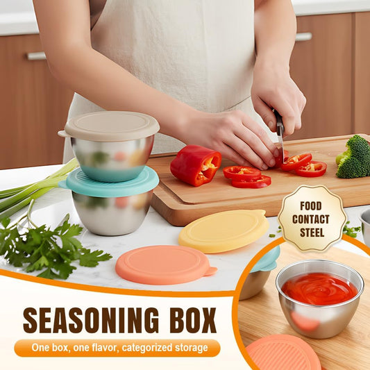 6 Pack Salad Dressing Container To Go, 2.7 oz Small Condiment Containers with Lids, Reusable Stainless Steel Sauce Cups, Leakproof Silicone Lids for Lunch Bento Box, Picnic and Travel (6)