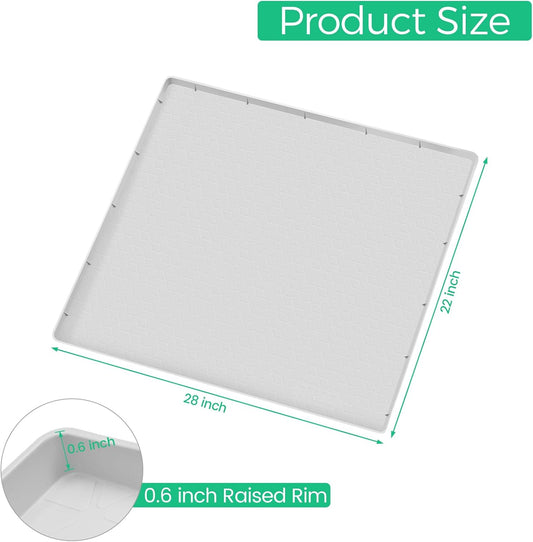 TRZZ Silicone Waterproof Under Sink Mat 28" x 22", Drip Tray and Cabinet Liner for Kitchen and Bathroom, Prevents Water Damage and Organizes Cabinets (Light Grey)